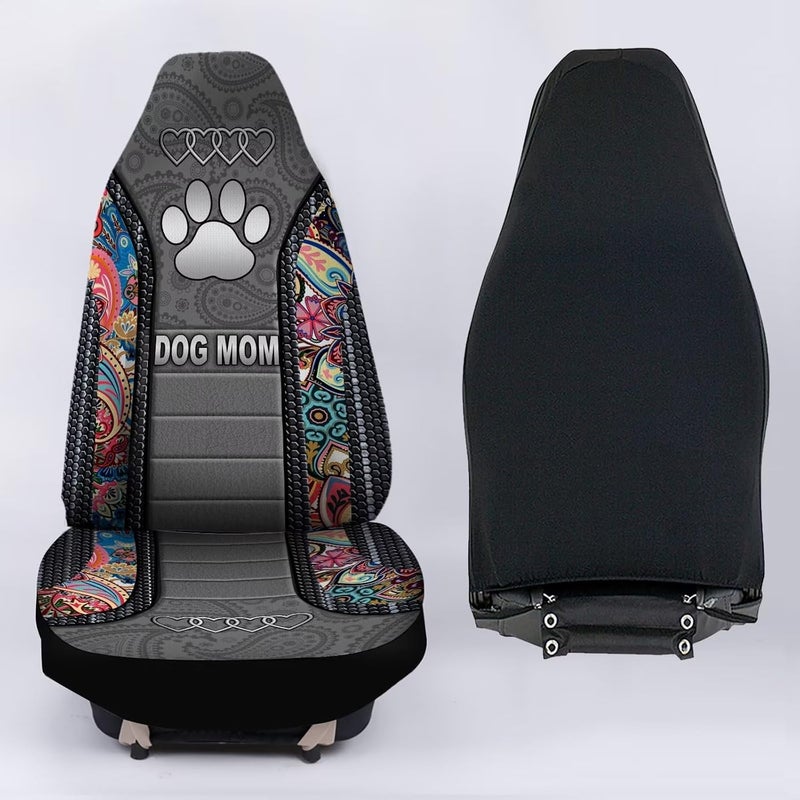 Howilath Seat Covers for Cars 2 Piece Vehicle Protector, Boho Floral & Dog Paw Printed Bucket Car Seat Covers, Universal Fit for Auto Truck Van SUV - Image 5